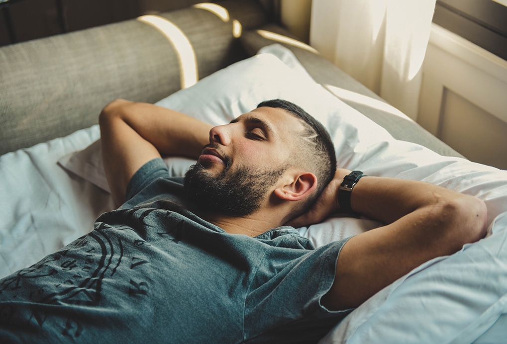 Man having a good night sleep